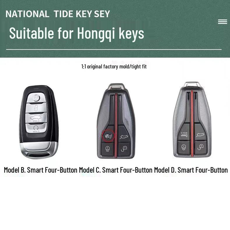 Premium Leather Key Case for Hongqi H5, HS5, HS7, and H9 - High-End Car Key Shell with Buckle