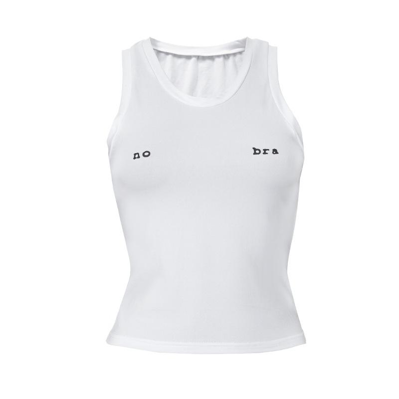 Sexy No Bra Letter Print Tank Top Crop Tops Women Sleeveless Bare Midriff Camisole Female Tube Top Cropped Vest