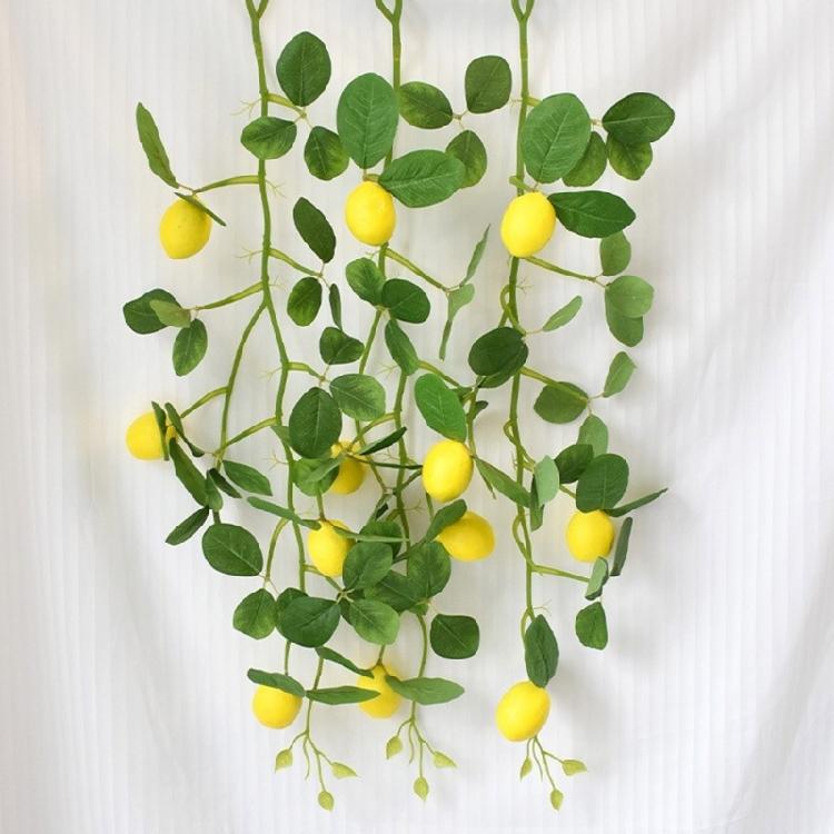 2Pieces Faux Lemon Branches Realistic Decorative Lemon Stem Faux Fruit Branches for Indoor and Outdoor Use