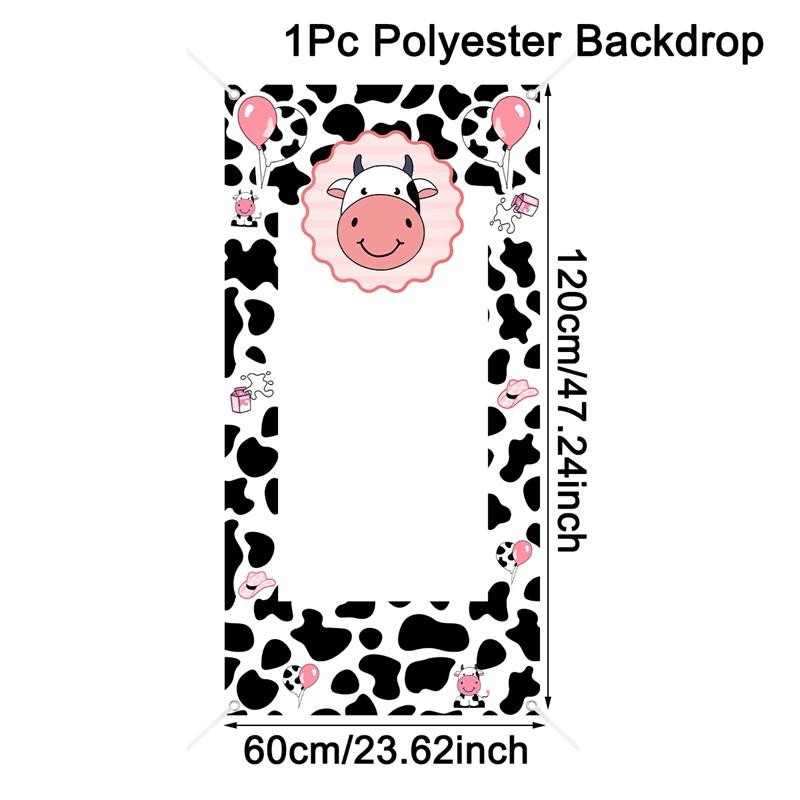 Cute Cow Theme Photo Booth Background Happy Birthday Decoration Farm Cow Birthday Decor Baby Shower Wedding Party Supplies