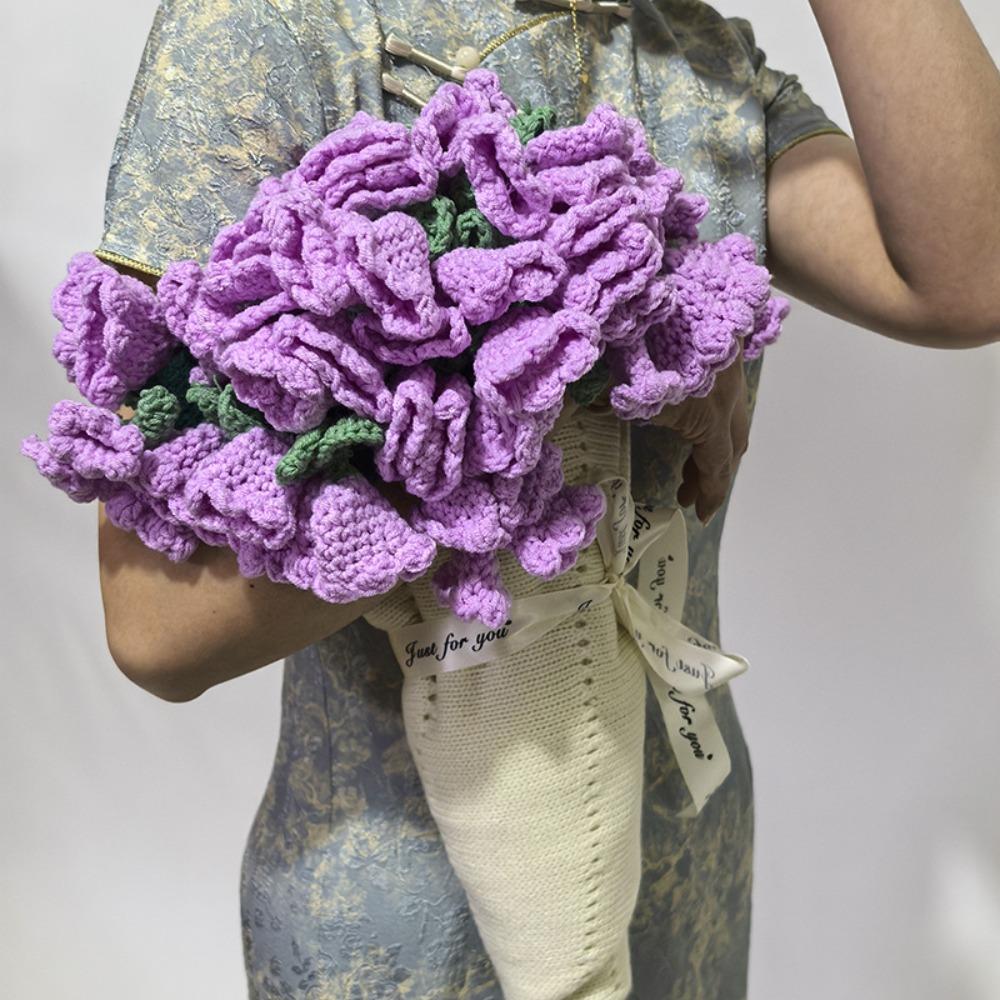 

Finished Knitted Flower Blanket Crochet Flower Hugging Blanket Birthday Gift 80cm фиолетовый