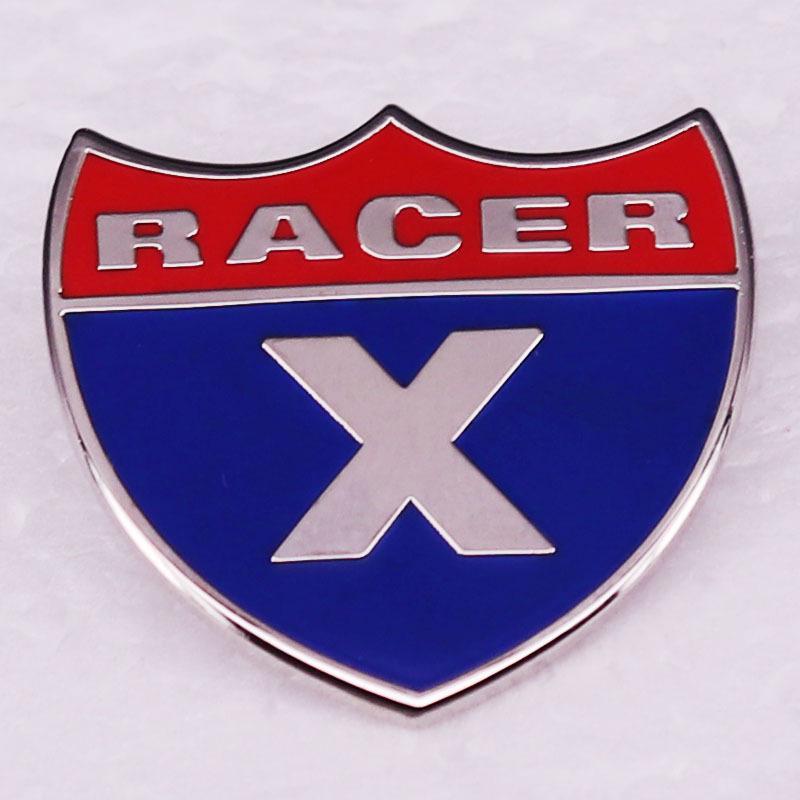 Racer X Hard Enamel Motorcycle Brooch серебряный
