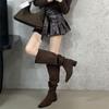 Boots New Women's Shoes Boots Western Vintage 2025 Denim Over the Knee Boots Pile Long Heel Knight Autumn Winter