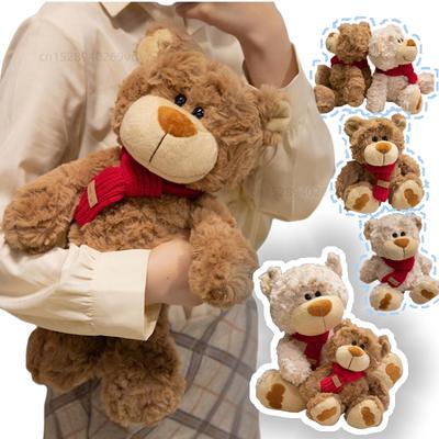 Adorable Soft Cartoon Bear Stuffed Animal Plush Toys Brown Bear With Scarf Cute  Boy Girls Bears Baby Comfort Birthday Gifts