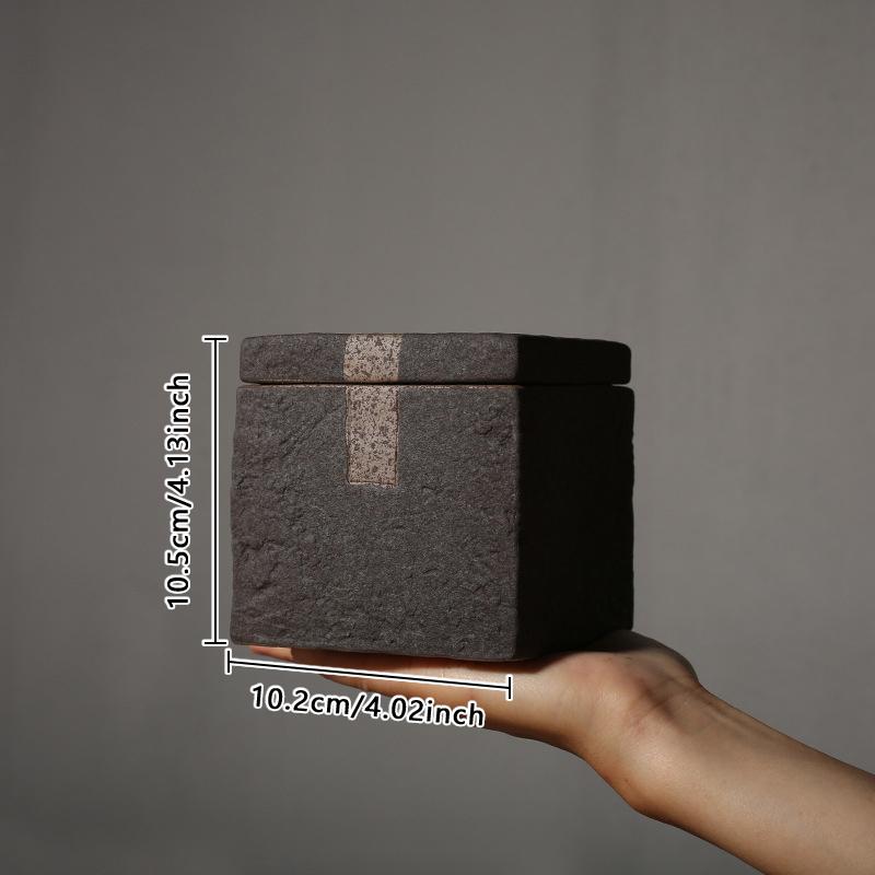 Chinese Retro Tea Pot Ceramic Storage Tea Jar Retro Coarse Pottery Hand Scrub Decor Container Coffee Table Tabletop Tea Caddy