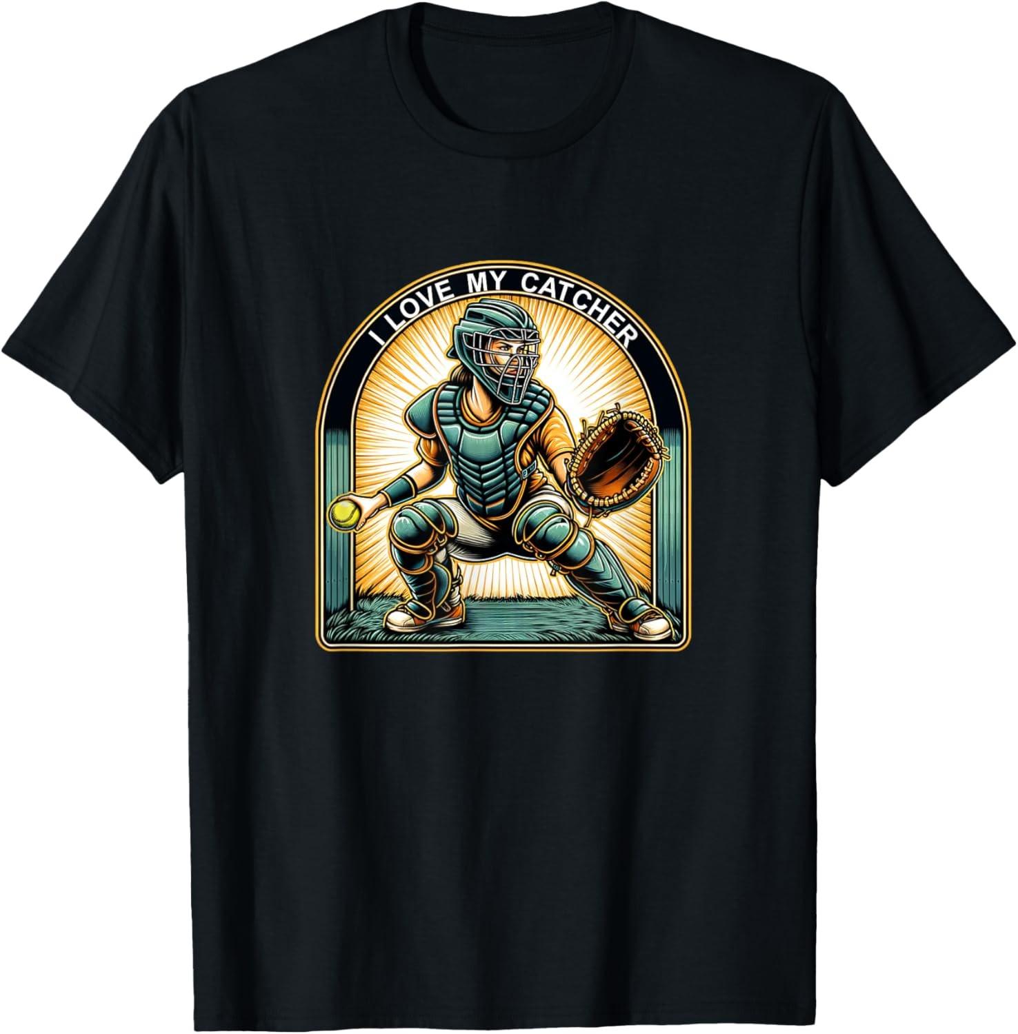 I Love My Catcher - Softball Catcher - T-Shirt XXXXL