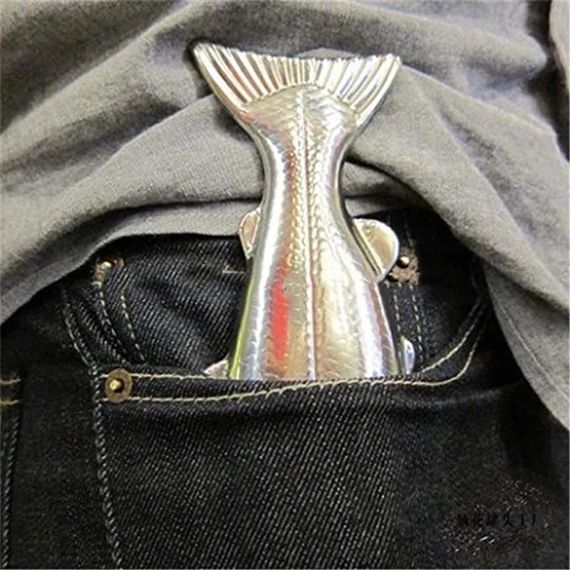 Fiaschetta a forma di trota-pesce, 5 once, bottiglia per alcolici con imbuto, mini tasca in acciaio inossidabile, per feste, viaggi all'aperto