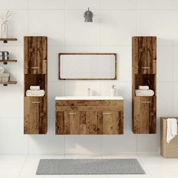 VidaXL Ensemble de meubles salle de bain 4 pcs bois d'ingénierie, armoire de salle de bain, placard de salle de bain, meuble 3328595