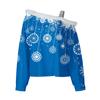 Women's Long Sleeve Tops Fashionable Women's Loose Christmas Print Off-Shoulder Pullover Tops