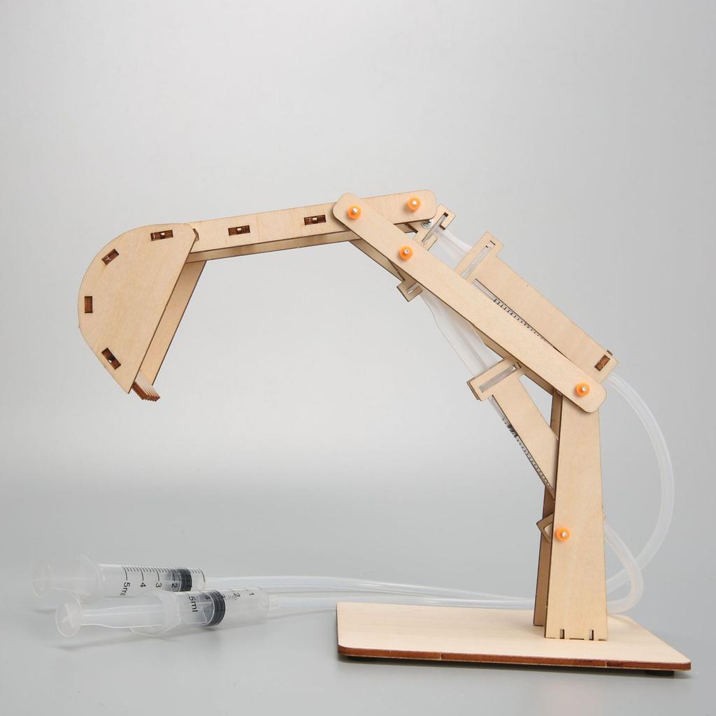 DIY Wooden Hydraulic Excavator Model, Children's Toy, Wooden Handmade Materials, Scientific Experiment, Steam Small Maker