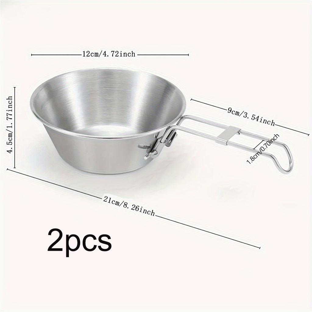 1PC - Outdoor Stainless Steel Snow Bowl Camping Utensil Set Portable And Foldable Picnic Barbecue Bowl