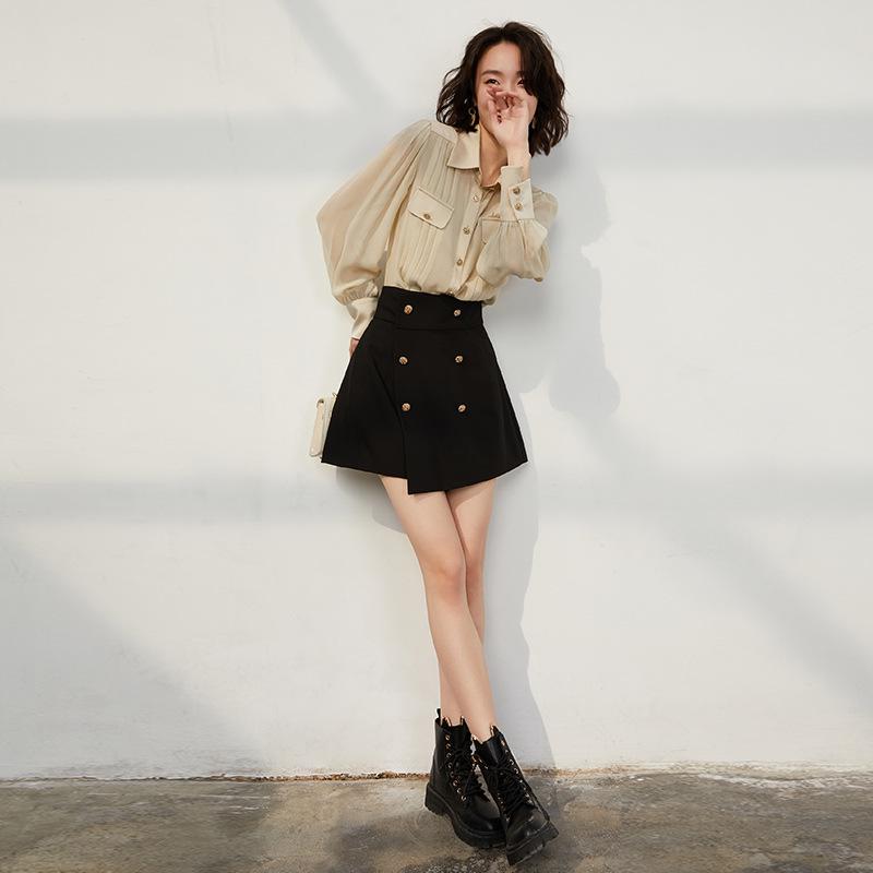 2025 A-Line High Waist Wide Leg Shorts for Women - Slimming, Casual Spring & Fall Wear with Shirt or T-Shirt