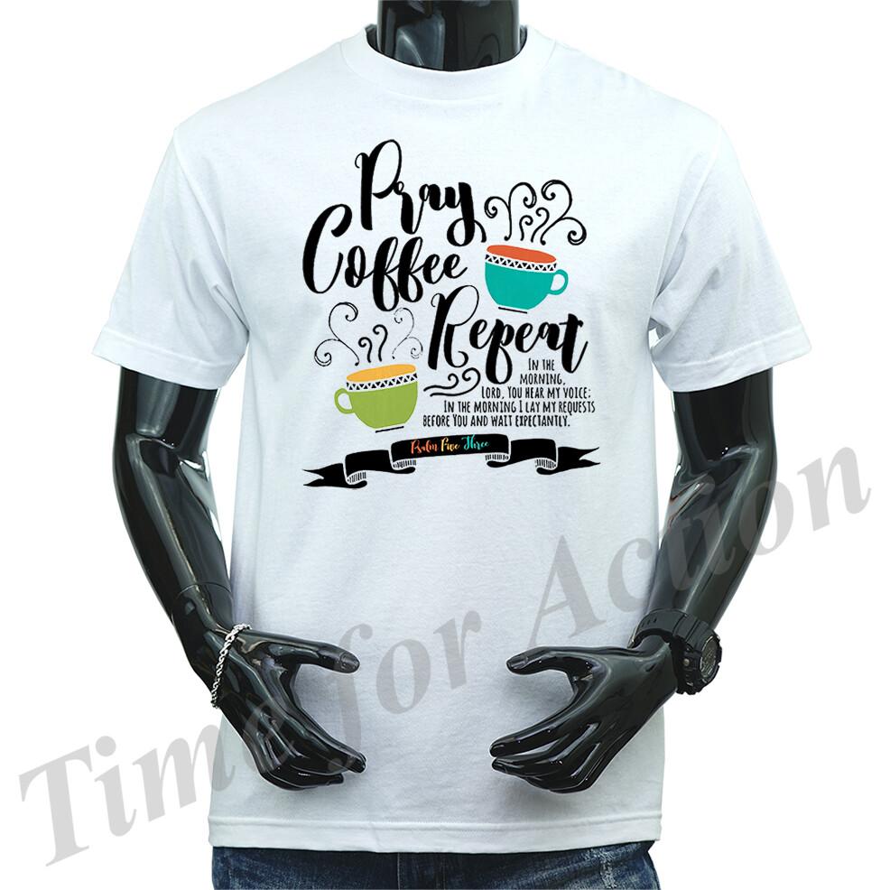 Молись Кофе Повторяй Христианский Религиозный Бог Библия Церковь Иисус Графическая Футболка Унисекс Футболка M