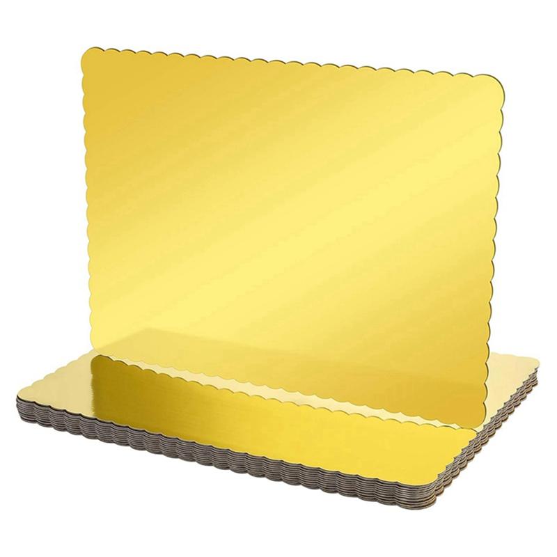 

A95I-Quarter Cake Sheet 14X10 Inch Gold Foil 20 Pack Rectangle Cake Board Disposable Cardboard Cake Bases For Baking White золотий