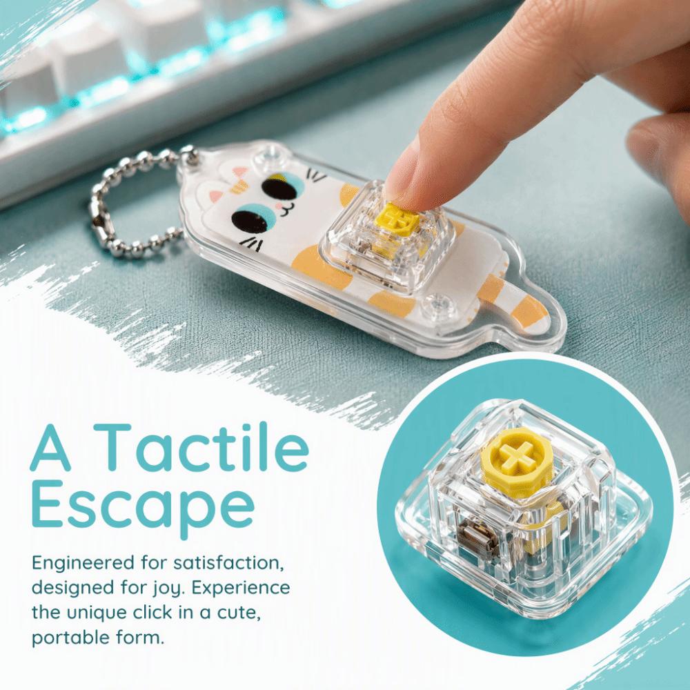 Tactile Keychain Fidget Toy Portable Button Toy Keychain Mechanical Keyboard Keychain  Office Use