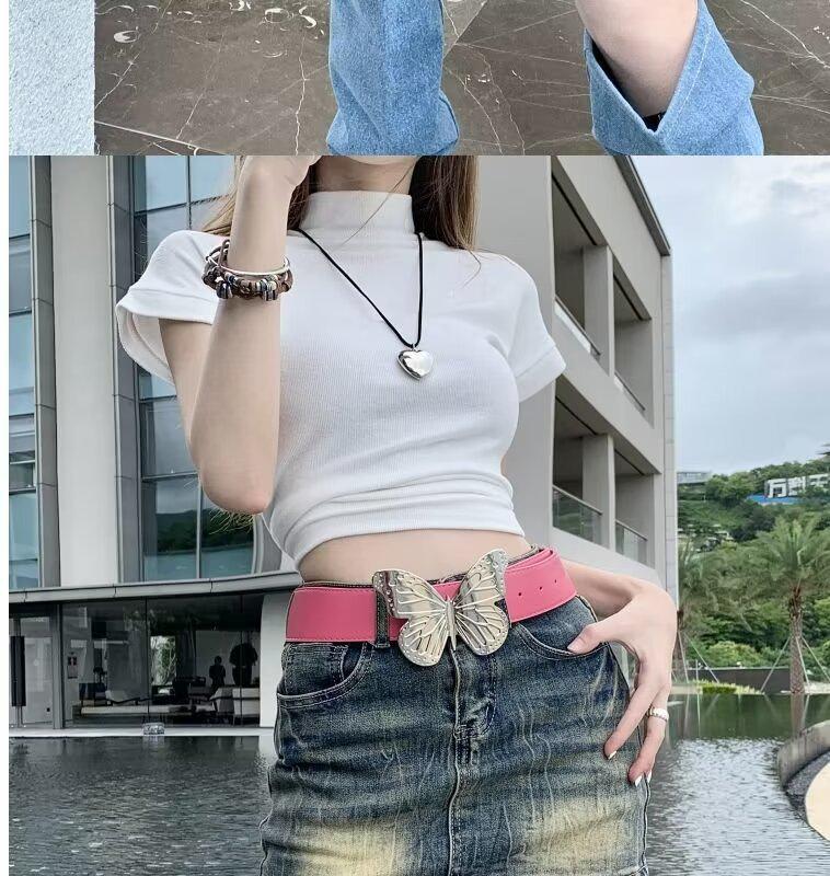 Women's High-Waist American Retro Embroidered Blue Denim A-Line Skirt - Slim Fit Summer Style