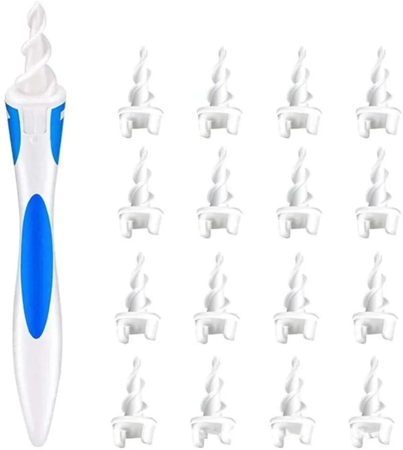 

Ear Cleaner Spiral Ear Stick Soft Silicone Cleaning Wax Swab Pick Tool Set 16pcs Ear Wax Removal Tool Ear Cleaning Stick синій