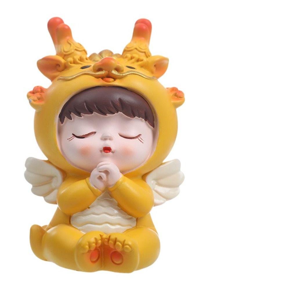 Cartoon Dragon Baby Ornament Resin Dragon Statue Car Interior Dragon Figurine  Children