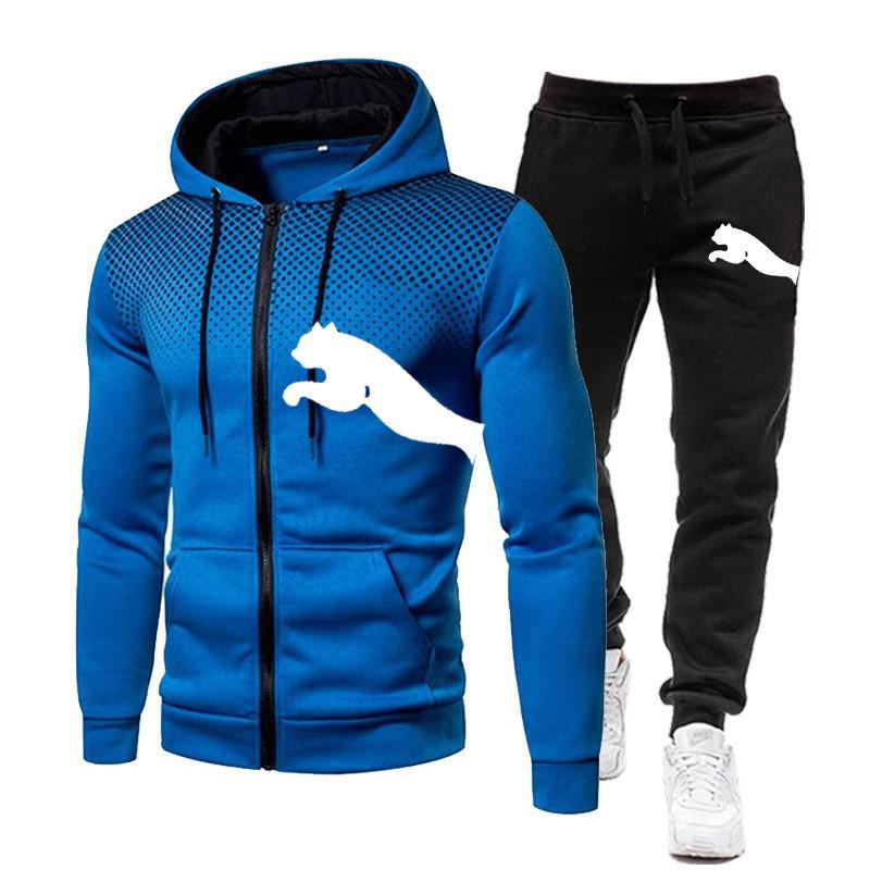 Men's Polka Dot Zipper Hoodie & Jogger Set, 2025 Trend