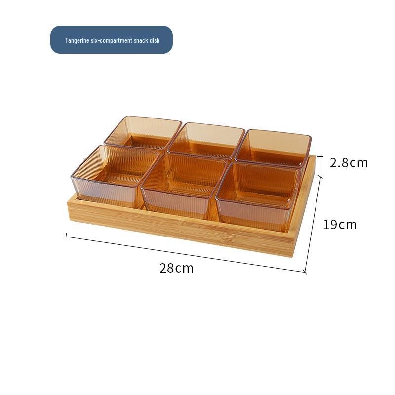 Bamboo Wooden Tray with Glass Snack Dishes