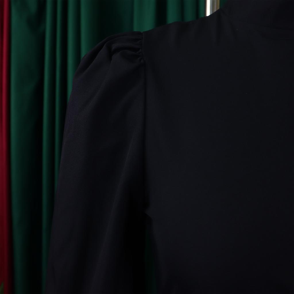 YYFS Moda damă primăvară toamnă imprimeu culoare uni cu mâneci lungi pe jumătate cu gât rotic cu talie înaltă rochii casual