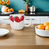 Cute Strawberry Themed Tumbler Unique Handpinched Irregular Shaped Ceramic Mug Fashion Aesthetic Coffee Tea Cup for Women Gift