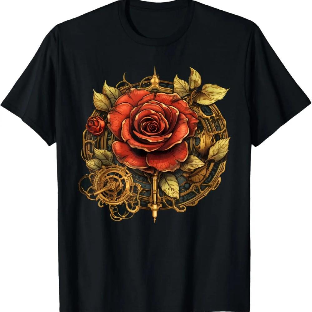 

Steampunk Rose Flower Plant Gardening Floral T-Shirt S