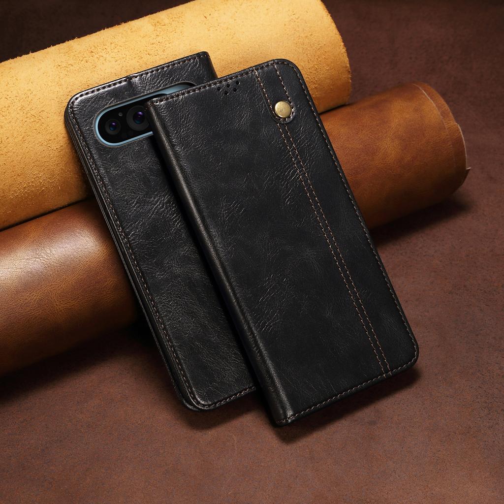 Pro Google Pixel 9/Pixel 9 Pro Pouzdro Textura Crazy Horse Voskovaná Kůže Peněženka Stojánek Kryt