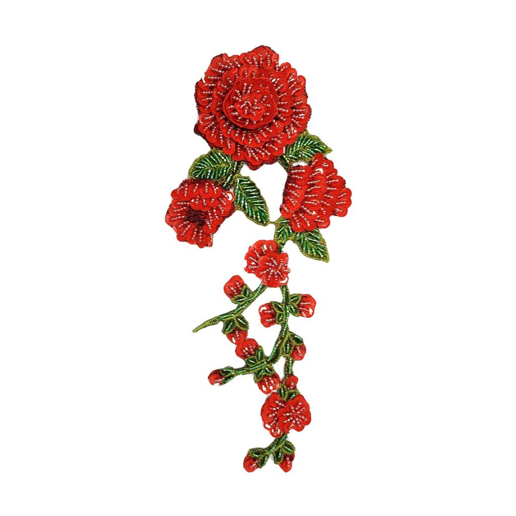 Water-Soluble 3D Floral Embroidered Beaded Patch for Collar or Dance Costume