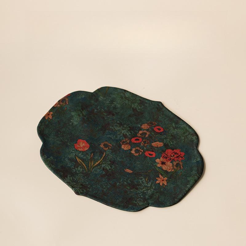 Chinese Style Begonia Edge Tea Table Mats Handmade Drink Coaster Household Dinner Table Cloth Mat Tea Ceremony Supplies Gift