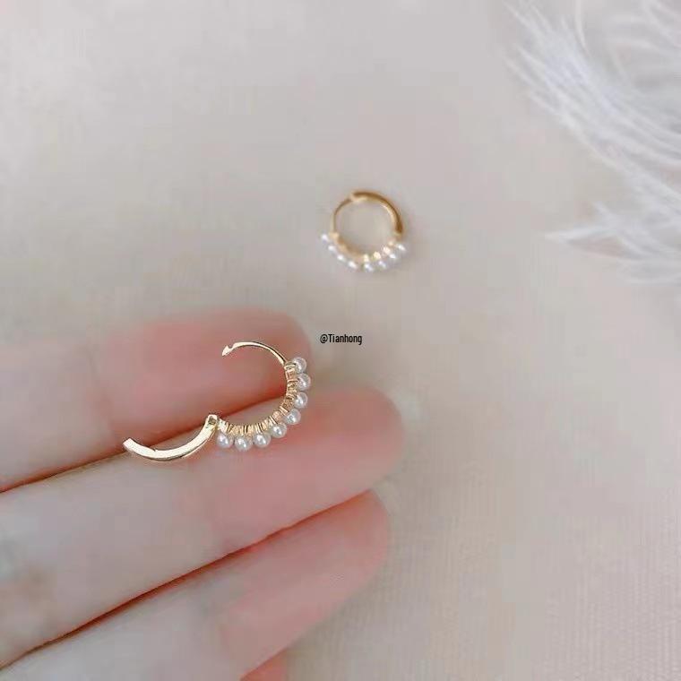18K Gold Pearl Hoop & Cuff Earrings for Women