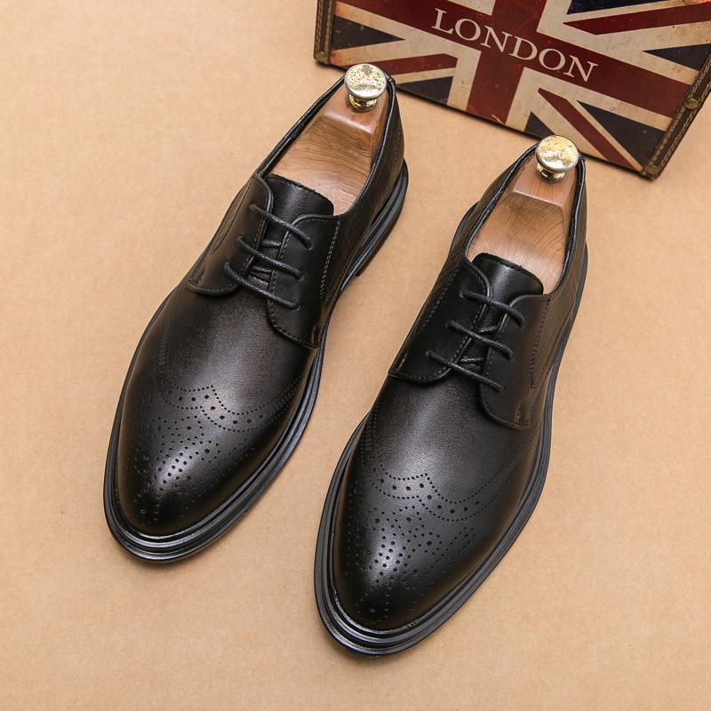 Summer Brock British style suit wedding groom business dress casual heightening leather shoes brown