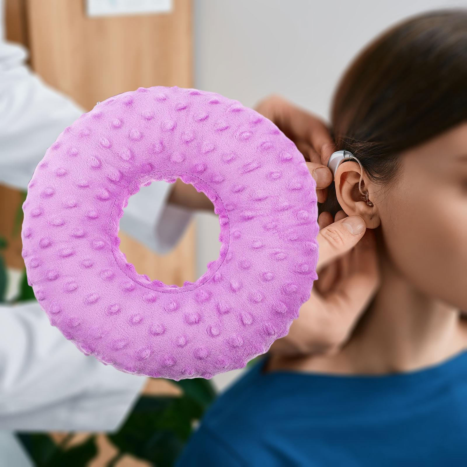 

Ear Piercing Pillow Donut Pillow Travel Washable Soft PP Sponge Gifts Adults for wearing Headphones Earrings with AN Ear Hole Фіолетовий