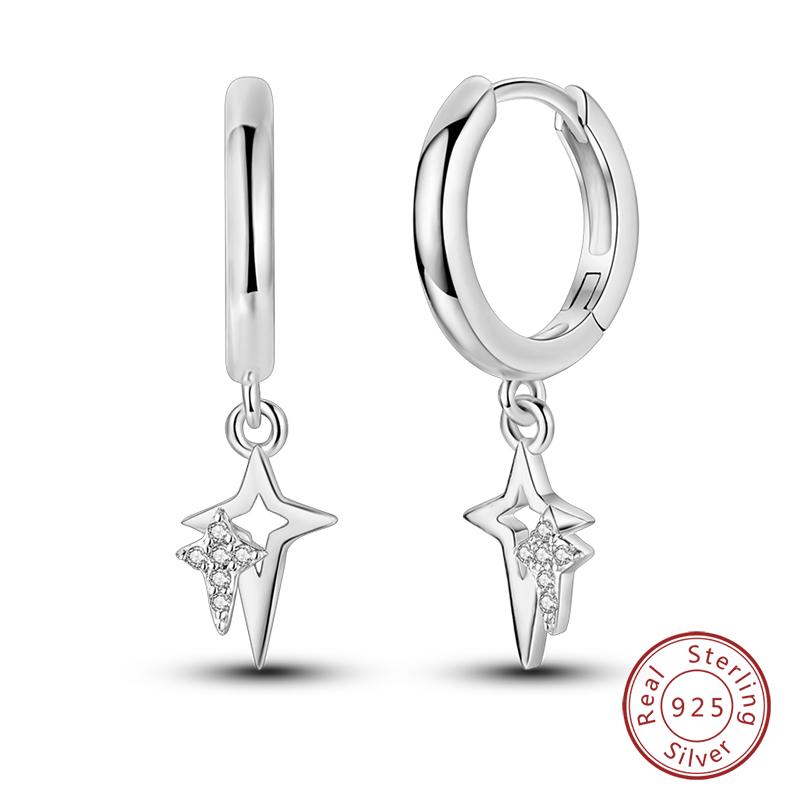 New 925 Sterling Silver Hope Rainbow Flower Earrings For Women Sparkling Colored Zircon Star Koi Earrings Party Jewelry