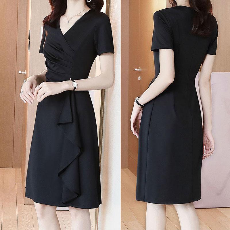 Retro irregular medium and long dress, high-end dress, women's summer design, meat-covering and thin A-word skirt