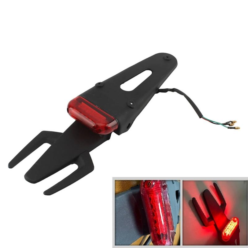 Rear Mudguard License Plate Bracket with Integrated 12V LED Brake Lamp Simple Installs for Motocross & Dirt Bike Riders
