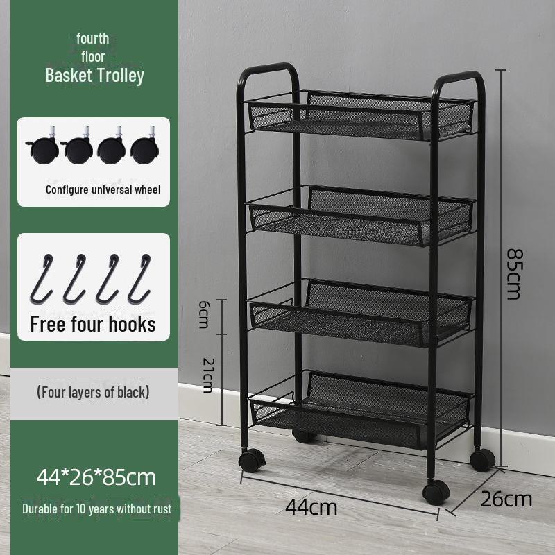 Mobile Snack Storage Rack with Wheels - Versatile Kitchen Shelf Trolley