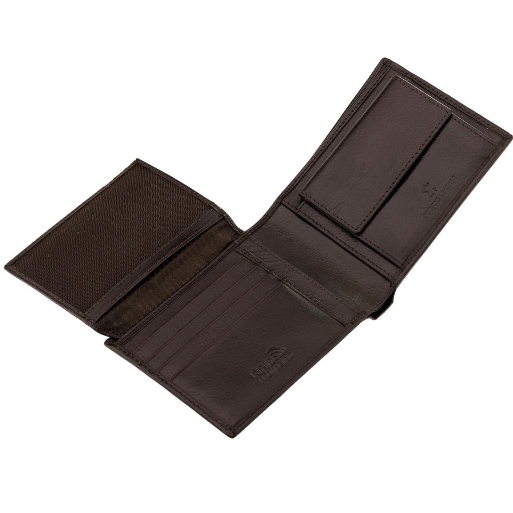 Wings Men' Genuine Cowhide Leather Wallet with Flip Flap Brown