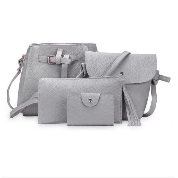 

Женская Сумка Леди 4шт Сумка на Плечо Сумка-тоут Кроссбоди Мессенджер Кошелек для Карт L серый