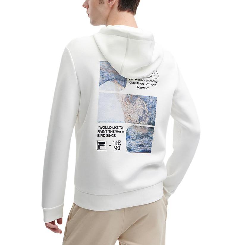 FILA 2023 Autumn New Knitted Hooded Sweatshirt Fashion Casual Loose Knitted Sweatshirt Men sweatshirt Cloud-Mushroom-White F11M348205F-WT