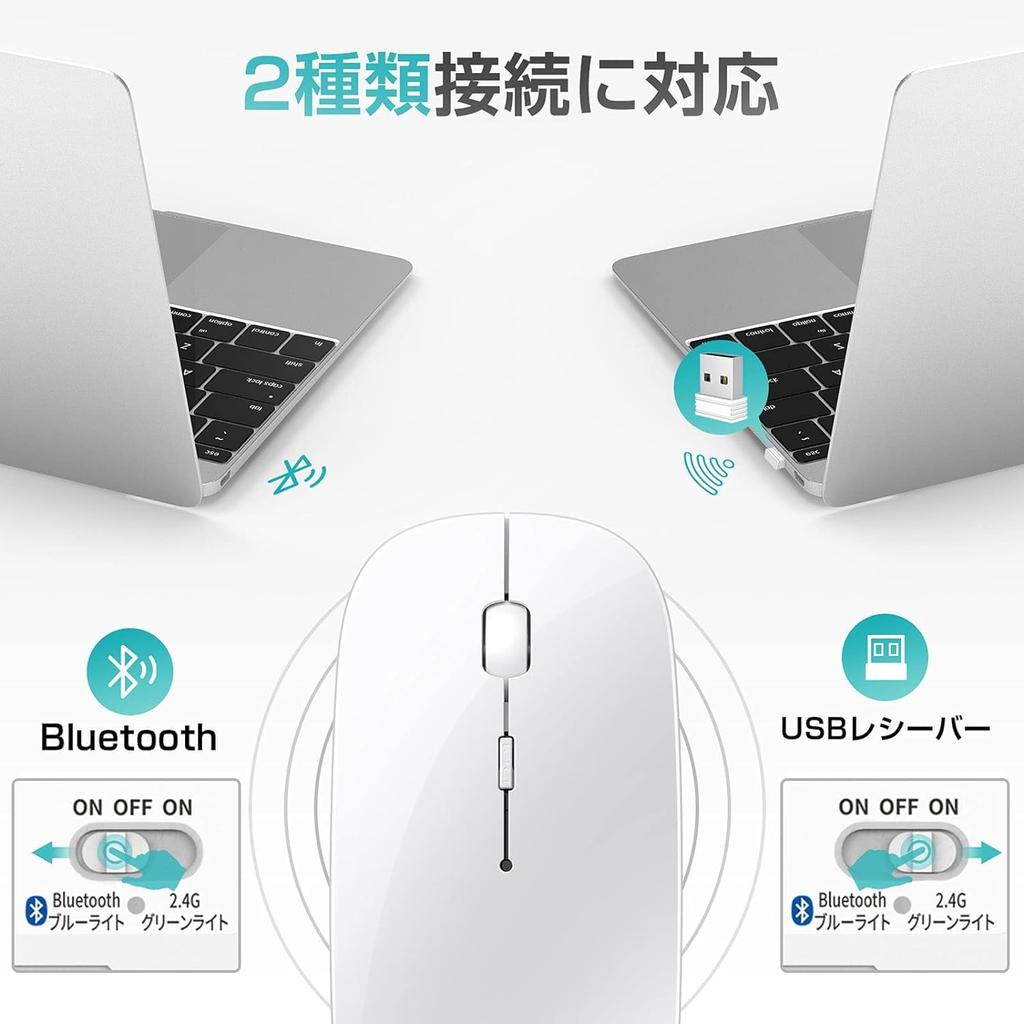 Wireless Bluetooth Mouse, Ultra-Thin, Quiet, Rechargeable, Energy-Efficient, 2.4GHz, 3DPI Modes, High Accuracy, Portable, Compatible with iPhone,