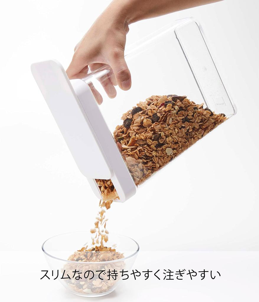 Yamazaki Dry Food Storage X X Tower Sliding Cereal Storage 4952 Container, White, Approx. W18.7 D8.5 H24.5cm, Style, Closure, Container,
