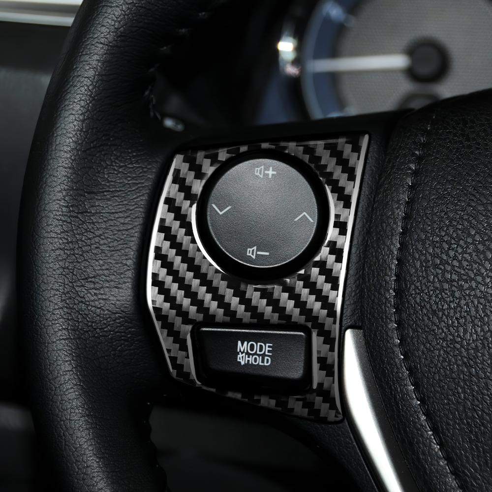 For Toyota Corolla 2014-2018 Steering Wheel Button Trim Sticker Black Carbon Fiber Cover Interior Accessories Upgrade Decor Styl