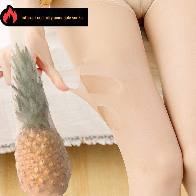 Ciorapi invizibili negri sexy ultra-subțiri anti-agățare pentru femei, din mătase, cu ananas