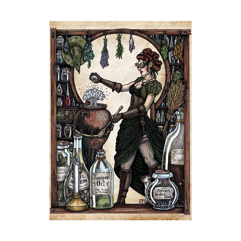 

Промышленная ведьма, создающая зелье, картина, печать на холсте, фантастический настенный художественный постер, забавная картина для гостиной, домашний декор, Cuadros 21x30cm No Framed