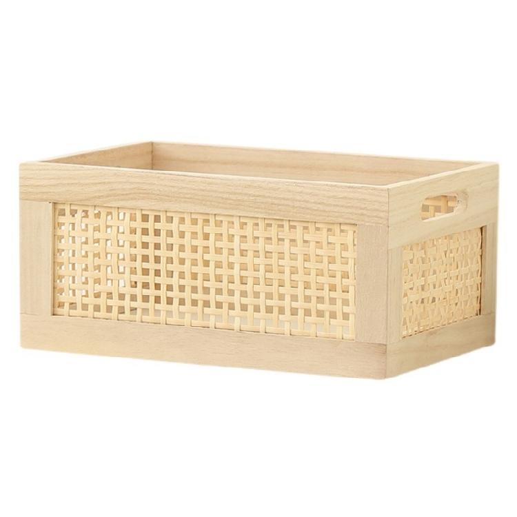 Vielseitiger handgewebter Aufbewahrungskorb aus Naturholz mit platzsparendem Design für Schränke, tragbar für Bücher und Spielzeug