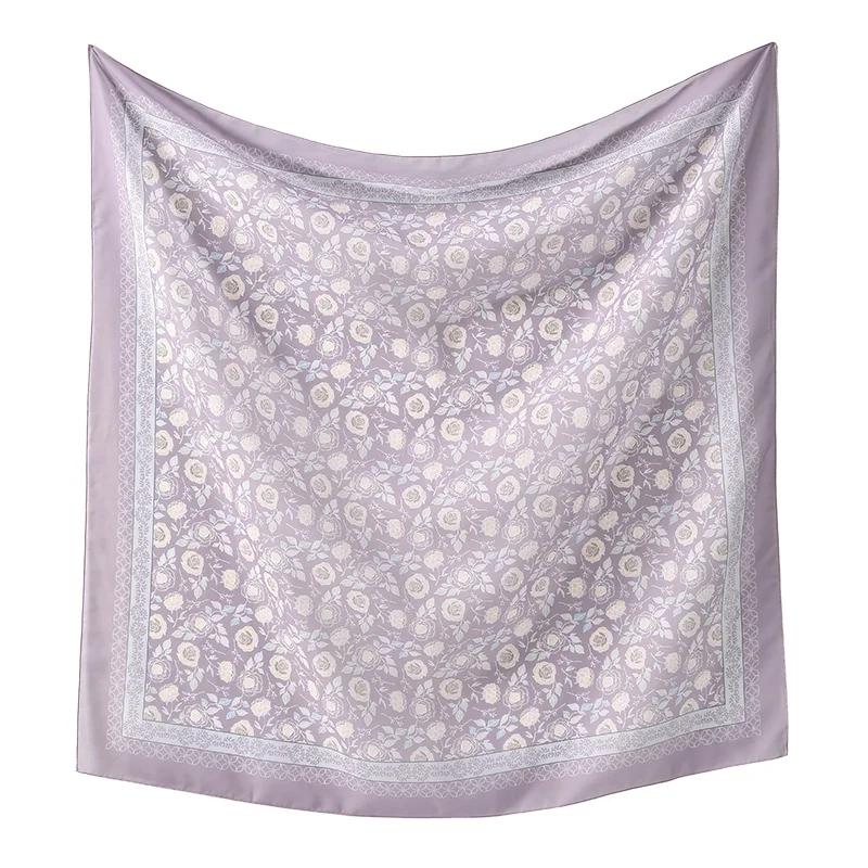 110*110cm Neuer Baumwoll-Leinen-Quadratischer Schal Damen Kopftuch Blumenmuster Halstuch Schals Kopftuch Bandanas Haargummi Stirnbänder