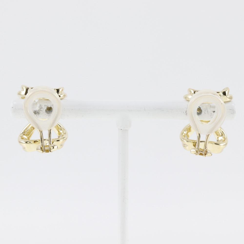 TIFFANY&Co. Earring Pt950Platinum/K18 yellow gold/diamond ribbon 12.4g Women Used