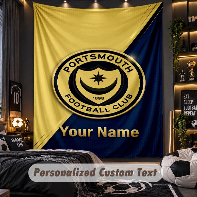 TapestryPortsmouth FC Custom Name Text Personalized Wall Hanging Tapestry Home Wall Decor