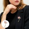 Women Brooch Imitation Pearls Inlay Pink Flower Design Lapel Pin Non-Slip Buckle Scarf Badge Clothing Bags Accessories